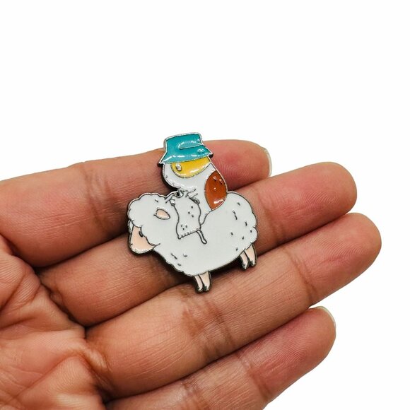 ⭐Cute Enamel Bird & Sheep Pin Badge With Secure Clasp Bubu the Guinea Pig Brooch - Picture 2 of 6